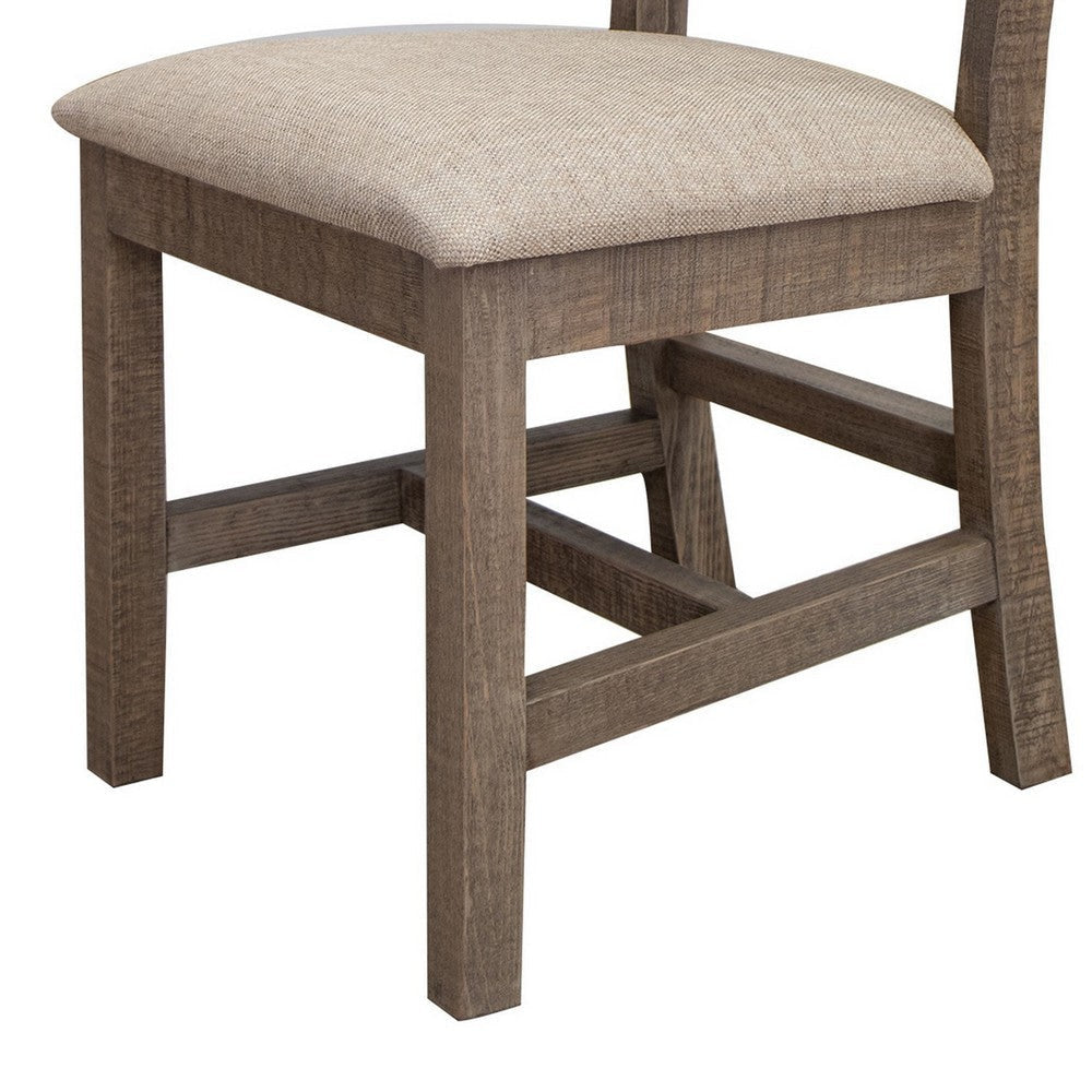 Tren Side Dining Chair Set of 2 Cutout Back Soft Gray Padded Seat Brown By Casagear Home BM319140