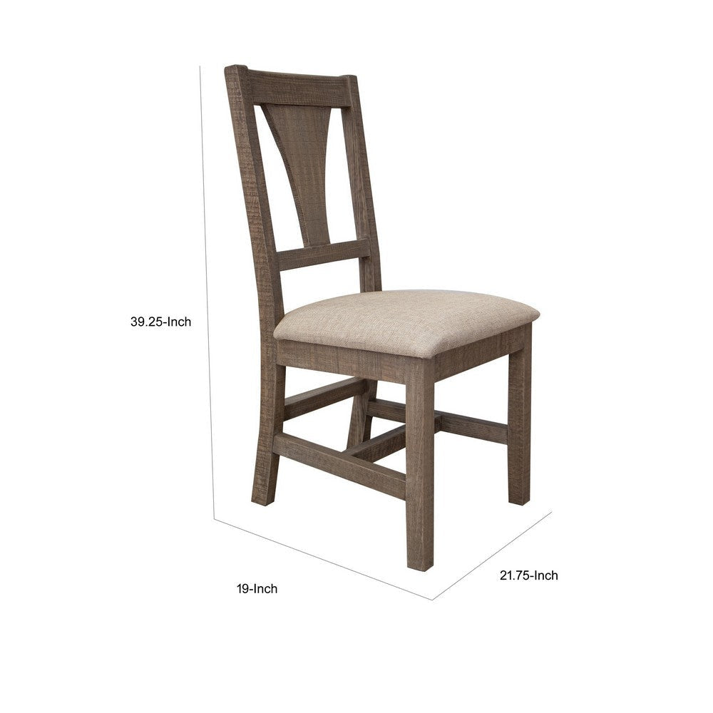 Tren Side Dining Chair Set of 2 Cutout Back Soft Gray Padded Seat Brown By Casagear Home BM319140