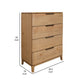 Rosy Tall Dresser Chest 4 Drawers Sleek Cutout Handles Brown Pine Wood By Casagear Home BM319141