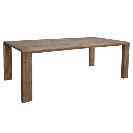 Gena Dining Table, 87 Inch Rectangular Top, Farmhouse Brown Mango Wood By Casagear Home