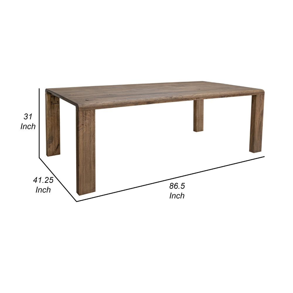 Gena Dining Table 87 Inch Rectangular Top Farmhouse Brown Mango Wood By Casagear Home BM319143