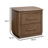 Okai 29 Inch Nightstand 2 Drawers Farmhouse Brown Mango Wood Bronze By Casagear Home BM319148