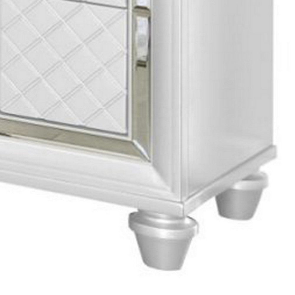 Moy Modern Nightstand 2 Drawers Crystal Knobs Mirror Accent White By Casagear Home BM319151