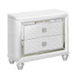 Moy Modern Nightstand, 2 Drawers, Crystal Knobs, Mirror Accent, White By Casagear Home