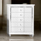 Moy Tall Dresser Chest 5 Drawers Crystal Knobs Mirror Accent White By Casagear Home BM319152