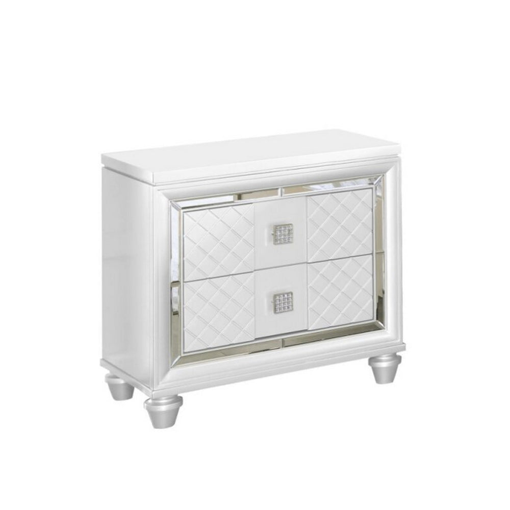 Moy 4pc Queen Bed and Bedroom Set LED Mirror Nightstand Dresser White By Casagear Home BM319153