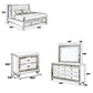 Moy 4pc King Bed and Bedroom Set LED Mirror Nightstand and Dresser White By Casagear Home BM319154