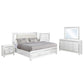 Moy 4pc King Bed and Bedroom Set, LED Mirror, Nightstand and Dresser, White By Casagear Home