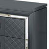 Moy Modern Nightstand 2 Drawers with Crystal Knobs Mirror Accent Gray By Casagear Home BM319157