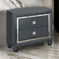 Moy Modern Nightstand 2 Drawers with Crystal Knobs Mirror Accent Gray By Casagear Home BM319157