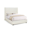 Lyn Queen Size Platform Bed Wingback Headboard Ivory Teddy Upholstery By Casagear Home BM319162