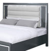 Seri Queen Size Bed with Storage Channel Tufted Gray Upholstery LED Light By Casagear Home BM319165