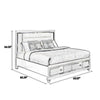 Seri Queen Bed with Storage Channel Tufted White Upholstery LED Light By Casagear Home BM319169