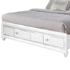 Seri King Bed with Storage Channel Tufted White Upholstery LED Light By Casagear Home BM319170