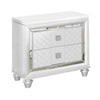 Seri Nightstand with 2 Drawers, 17 Inch, Diamond Pattern, White Solid Wood By Casagear Home