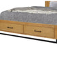 Larie King Size Bed with Storage Black Metal Legs Rustic Light Oak Brown By Casagear Home BM319174