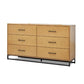 Larie Wide Dresser Chest with 6 Drawers Bar Handles Light Oak Brown By Casagear Home BM319176