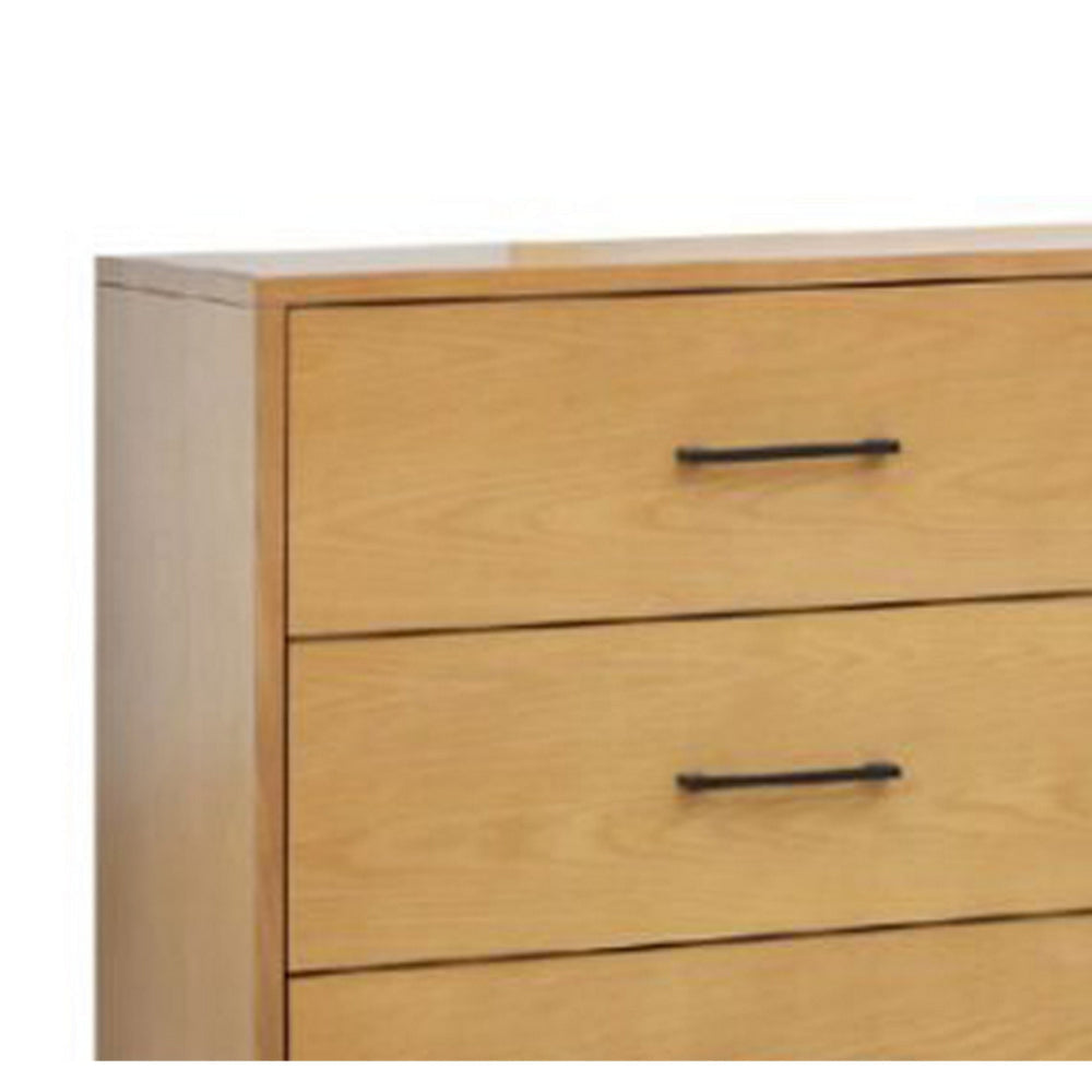 Larie Wide Dresser Chest with 6 Drawers Bar Handles Light Oak Brown By Casagear Home BM319176