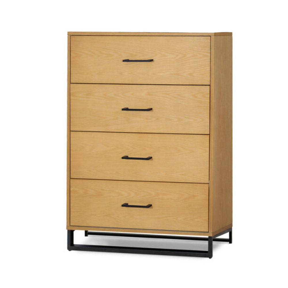 Larie Tall Dresser Chest with 4 Drawers Bar Handles Light Oak Brown By Casagear Home BM319177