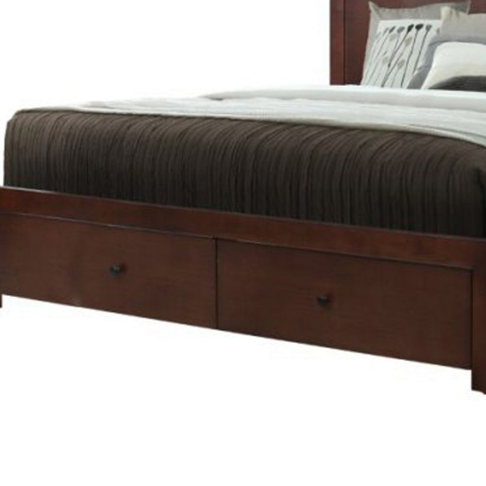 Wane King Size Bed Footboard Storage Metal Handles Dark Walnut Brown By Casagear Home BM319179