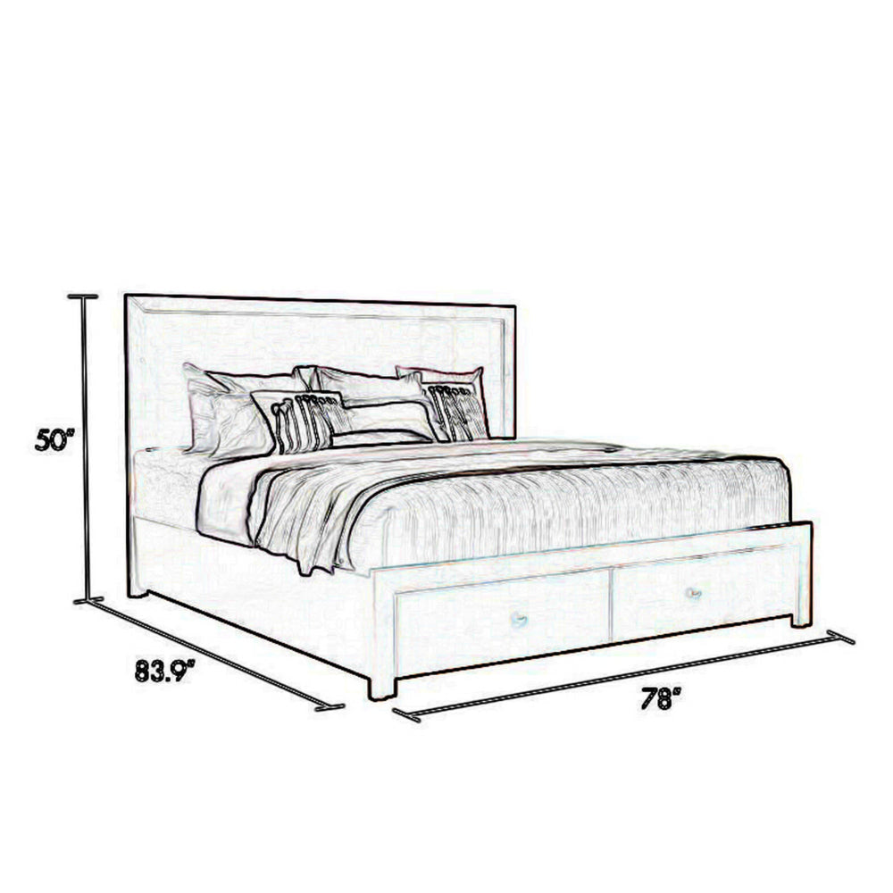 Wane King Size Bed Footboard Storage Metal Handles Dark Walnut Brown By Casagear Home BM319179