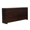 Wane Wide Dresser Chest, 6 Drawers, Metal Handles, Dark Walnut Brown Wood By Casagear Home