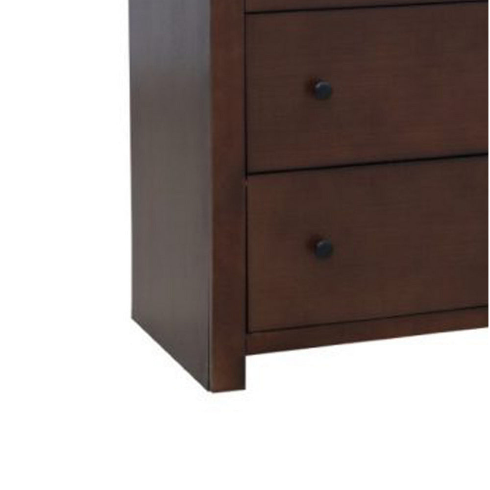 Wane Tall Dresser Chest 4 Drawers Metal Handles Dark Walnut Brown Wood By Casagear Home BM319182