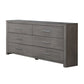 Wane Wide Dresser Chest with 6 Drawers Metal Handles Gray Wood Finish By Casagear Home BM319186