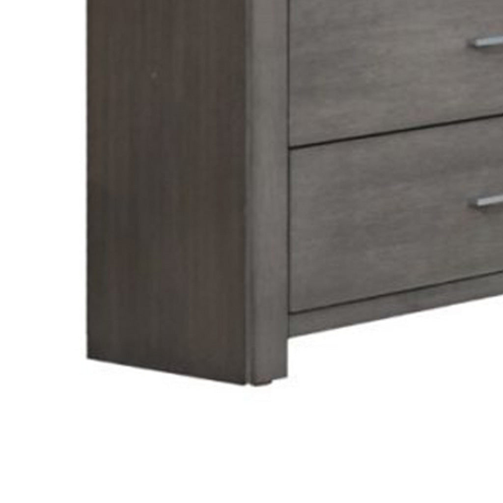 Wane Wide Dresser Chest with 6 Drawers Metal Handles Gray Wood Finish By Casagear Home BM319186