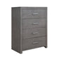 Wane Tall Dresser Chest with 4 Drawers, Metal Handles, Gray Wood Finish By Casagear Home