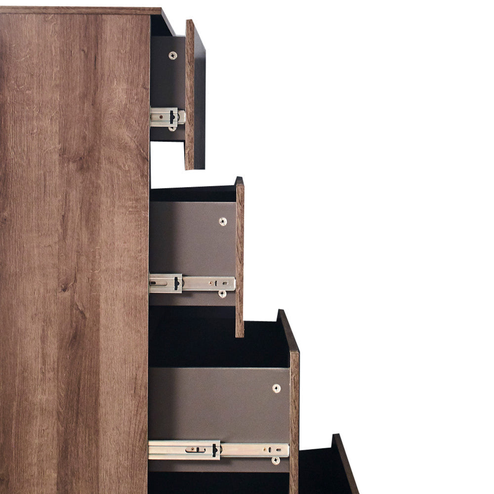 Lina Tall Dresser Chest 4 Self Closing Drawers Narrow Bar Handles Brown By Casagear Home BM319188