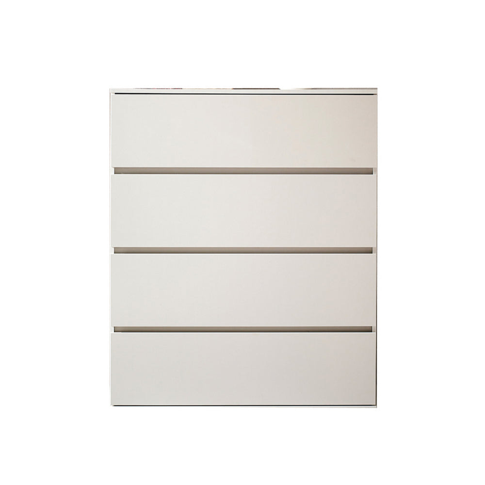 Lina Tall Dresser Chest, 4 Self Closing Drawers, Narrow Bar Handles, White By Casagear Home