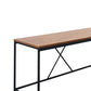 Posy Corner Desk L Shaped Black Metal Frame X Crossed Oak Brown Wood Top By Casagear Home BM319196