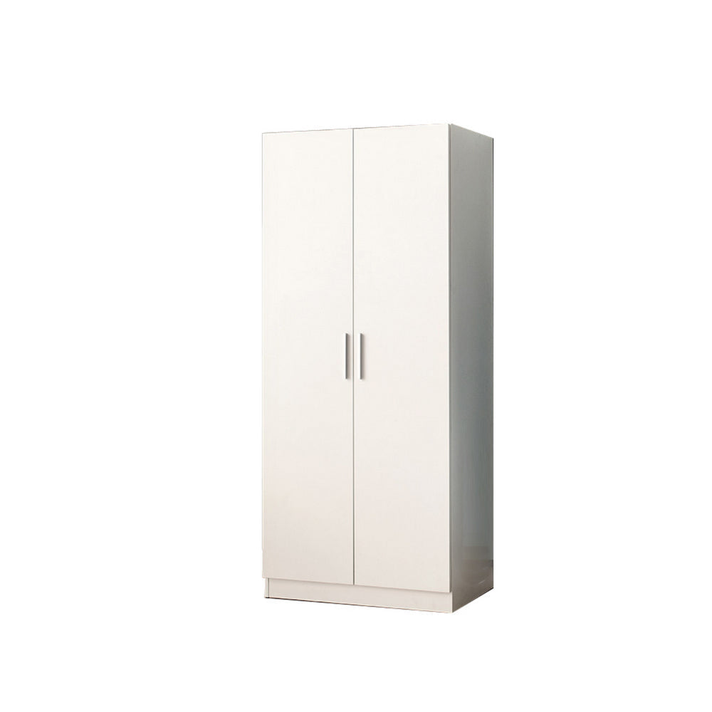 Avy Standing Closet with 2 Hanging Bar and 5 Shelves Double Door White By Casagear Home BM319198