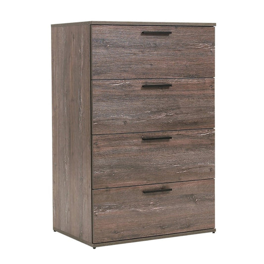 Levy Tall Dresser Chest, 4 Jumbo Drawers, Farmhouse Rustic Gray Wood Finish By Casagear Home