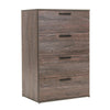 Levy Tall Dresser Chest, 4 Jumbo Drawers, Farmhouse Rustic Gray Wood Finish By Casagear Home