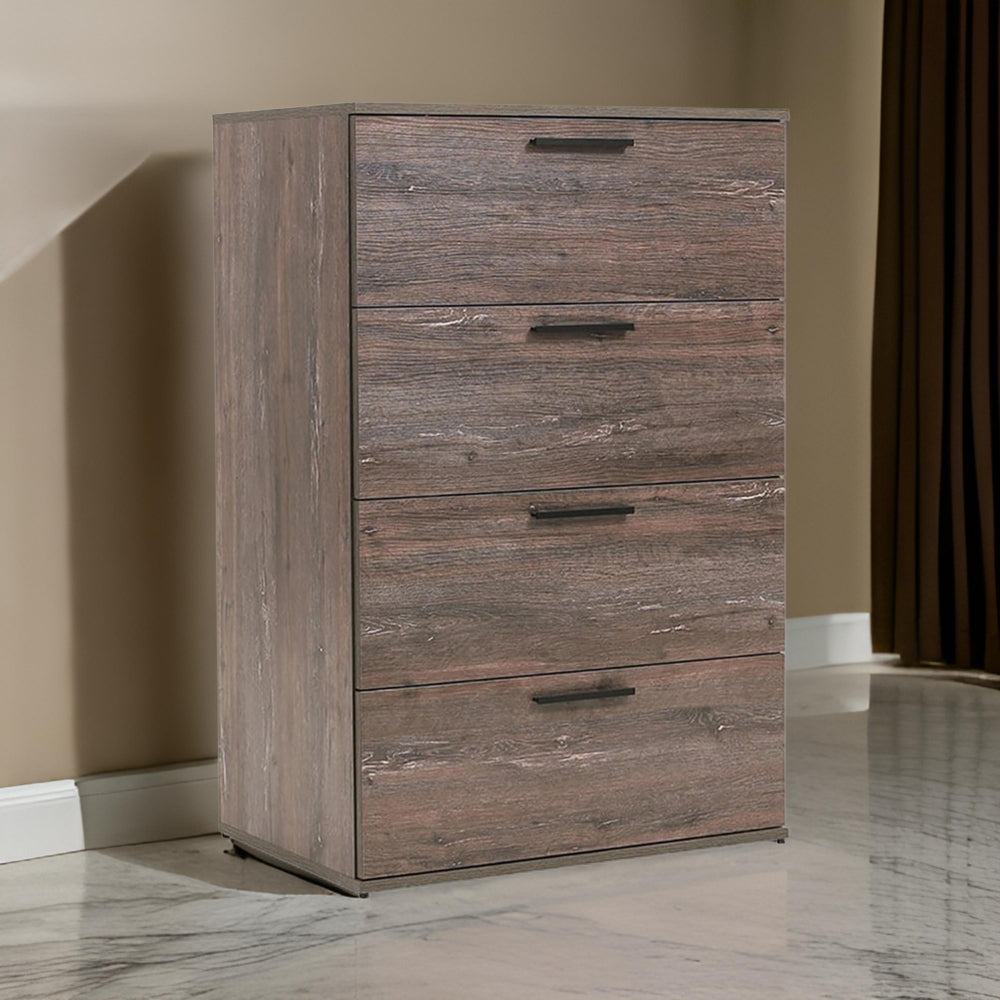 Levy Tall Dresser Chest 4 Jumbo Drawers Farmhouse Rustic Gray Wood Finish By Casagear Home BM319200