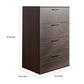 Levy Tall Dresser Chest 4 Jumbo Drawers Farmhouse Dark Brown Wood Finish By Casagear Home BM319201