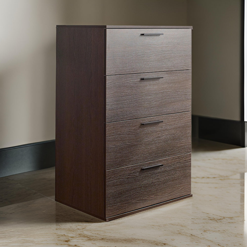 Levy Tall Dresser Chest 4 Jumbo Drawers Farmhouse Dark Brown Wood Finish By Casagear Home BM319201