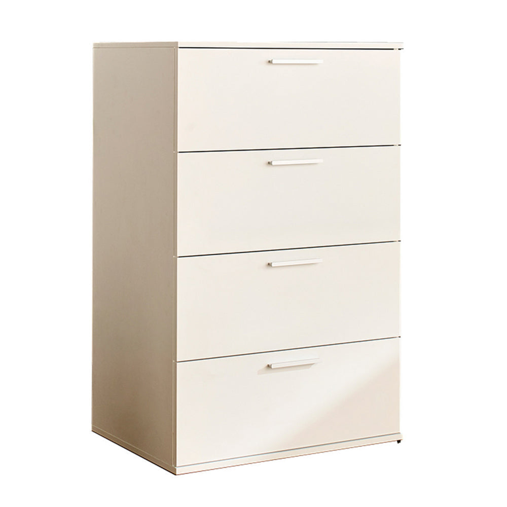 Levy Tall Dresser Chest, 4 Jumbo Drawers, Farmhouse White Wood Finish By Casagear Home