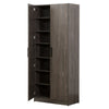 Jiaa Shoe Cabinet with 6 Shelves 2 Doors Stable Plinth Base Rustic Gray By Casagear Home BM319210