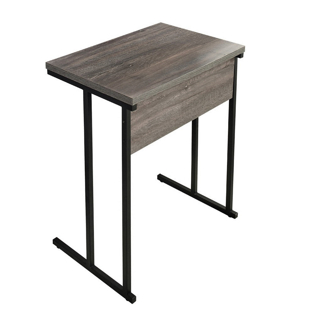 Zona TV Tray Table Farmhouse Gray Rectangular Wood Black Metal Frame By Casagear Home BM319211