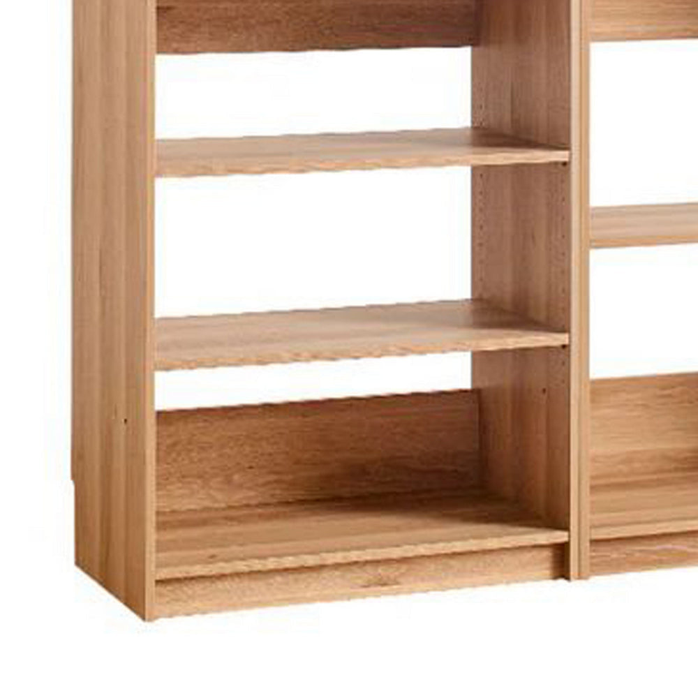 Dee Modular Closet System 3 Clothing Racks 6 Shelves in Oak Brown Wood By Casagear Home BM319212