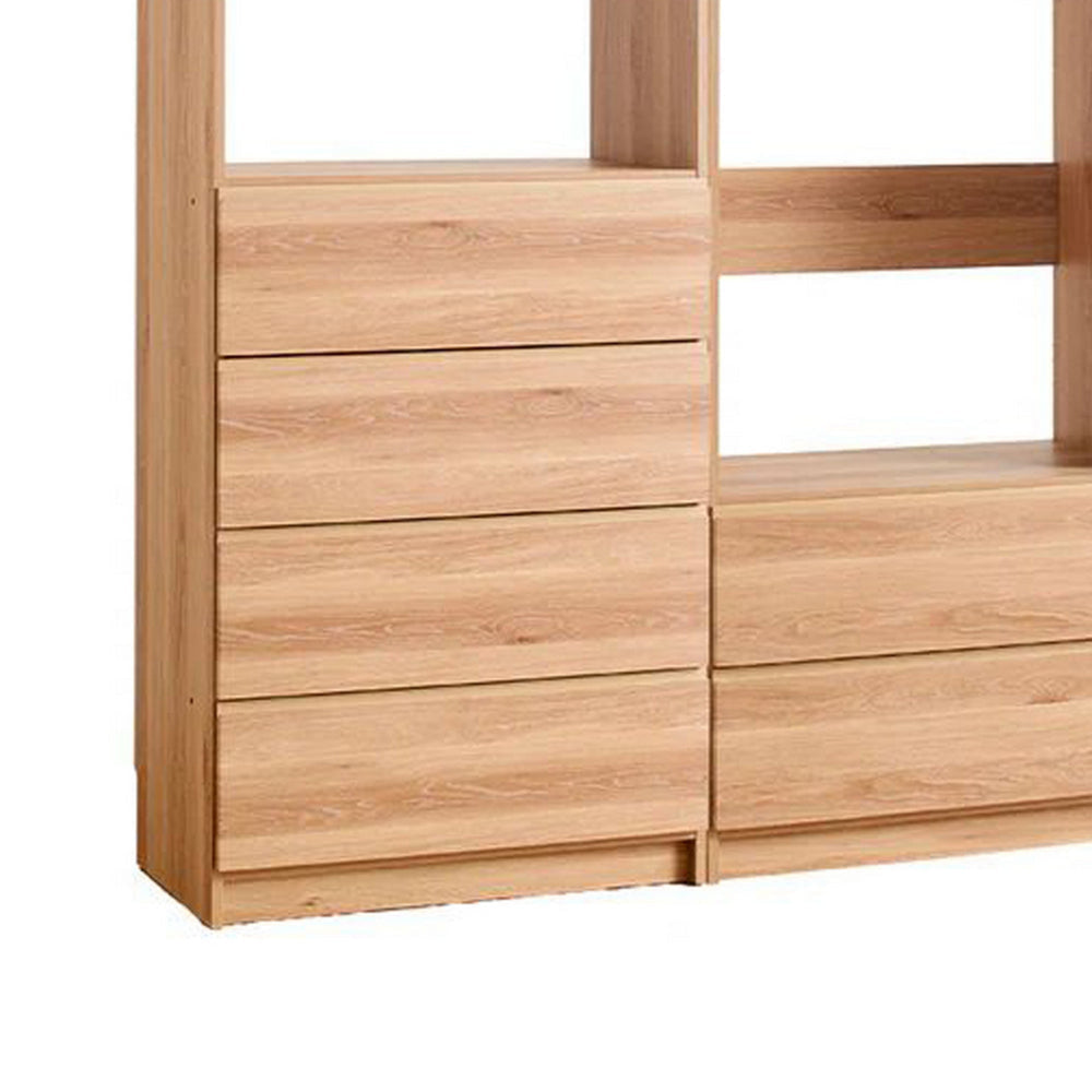 Dee Modular Closet System Freestanding 4 Clothing Racks 6 Drawers Oak By Casagear Home BM319213