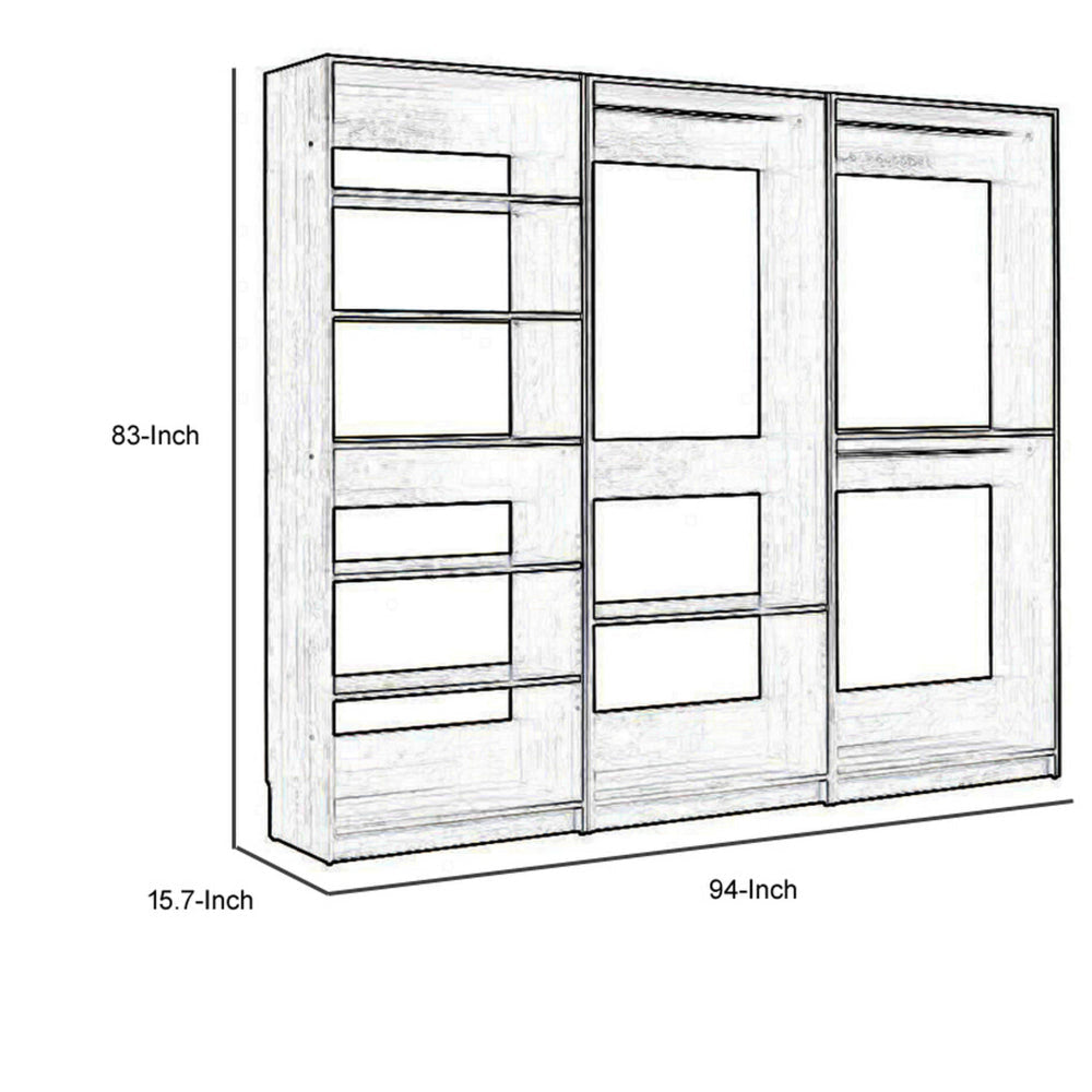 Dee Modular Closet System 3 Hanging Rods and 6 Shelves Dark Gray Wood By Casagear Home BM319218