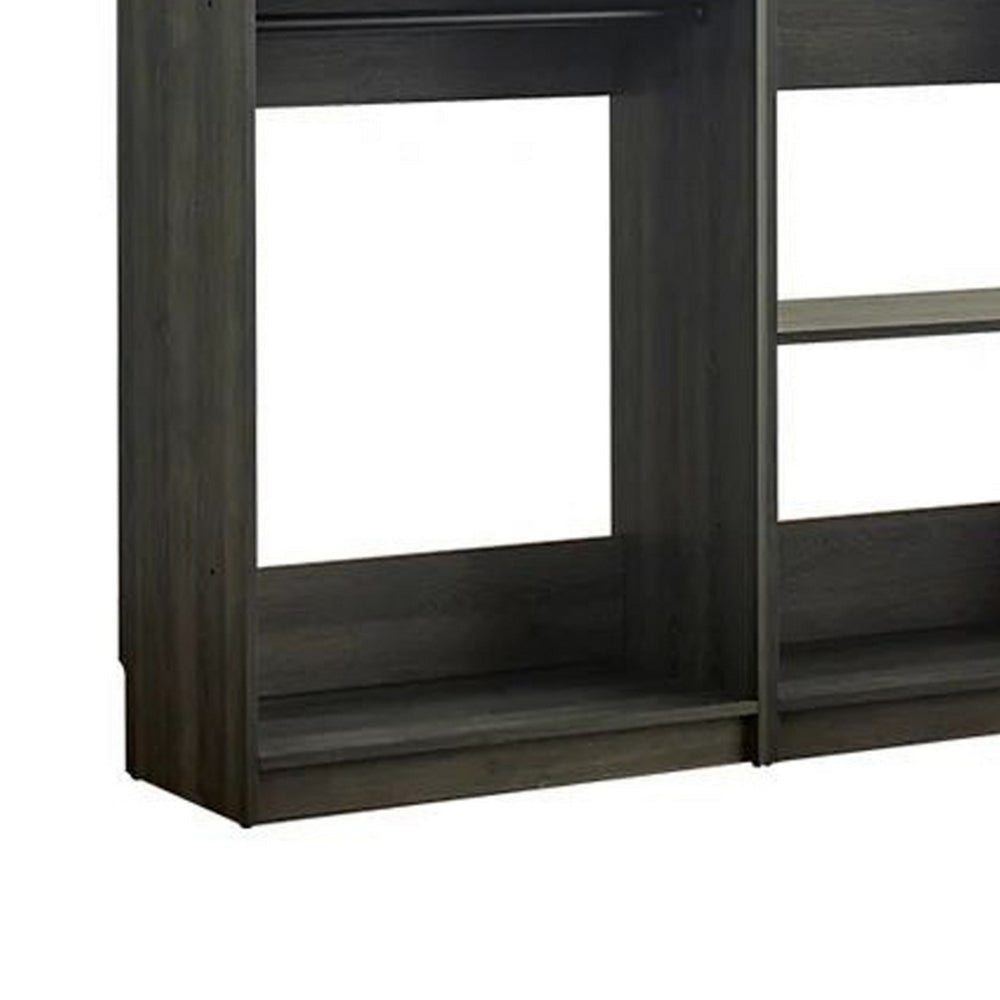 Dee Modular Closet System 4 Clothing Racks 2 Drawers Dark Gray Wood By Casagear Home BM319222