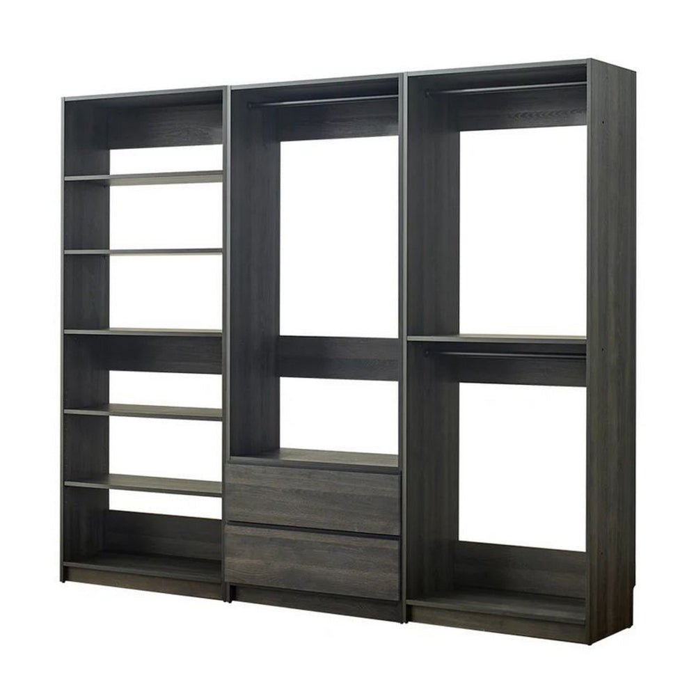 Dee Modular Closet System 5 Floating Shelves 2 Drawers Dark Gray Wood By Casagear Home BM319223