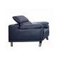 Cassie Accent Chair, Navy Blue Top Grain Leather, Adjustable Headrest By Casagear Home