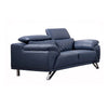 Cassie Loveseat, Navy Blue Top Grain Leather, Adjustable Headrest, 67 Inch By Casagear Home