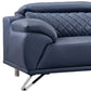 Cassie Sofa Navy Blue Top Grain Leather Adjustable Headrest 83 Inch By Casagear Home BM319229